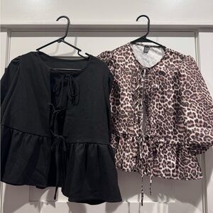 SHEIN Brown and Black Patterned Top